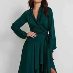PatBo hi-low maxi wrap dress prussian green